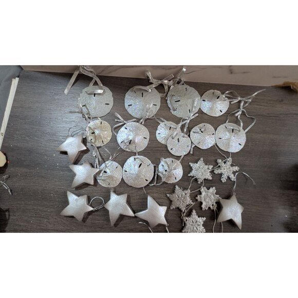 Glittery Sand Dollar Star & Snowflake Ornaments Set - Picture 2 of 5
